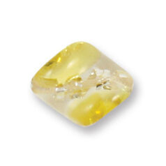 Bead, Japanese Sassoon Lampwork Glass, 20x17mm with a swirl of silverfoil in the center and bright color edges - Yellow (Hole Size 1.7mm)