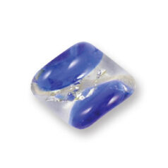 Bead, Japanese Sassoon Lampwork Glass, 20x17mm with a swirl of silverfoil in the center and bright color edges - Cobalt  (Hole Size 1.7mm)