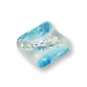 Bead, Japanese Sassoon Lampwork Glass, 20x17mm with a swirl of silverfoil in the center and bright color edges - Blue Aqua (Hole Size 1.7mm)