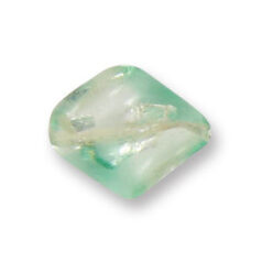 Bead, Japanese Sassoon Lampwork Glass, 20x17mm with a swirl of silverfoil in the center and bright color edges - Peridot (Hole Size 1.7mm)