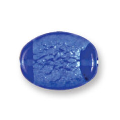 Bead, Japanese Sassoon Lampwork Glass, 15x20mm Flat Oval with Silverfoil - Blue (Hole Size 1.7mm)