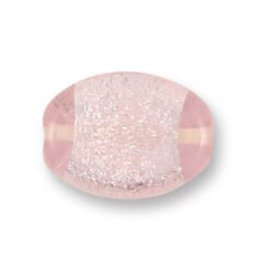 Bead, Japanese Sassoon Lampwork Glass, 15x20mm Flat Oval with Silverfoil - Pink (Hole Size 1.7mm)