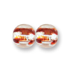 Bead, Japanese Sassoon Lampwork Glass, 10mm Round with silverfoil and red striped center (Hole Size 1.7mm)