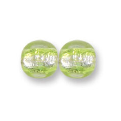 Bead, Japanese Sassoon Lampwork Glass,10mm Round with silverfoil and Yellow striped center (Hole Size 1.7mm)