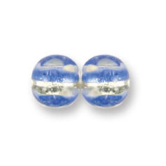 Bead, Japanese Sassoon Lampwork Glass, 10mm Round with silverfoil and Blue striped center (Hole Size 1.7mm)