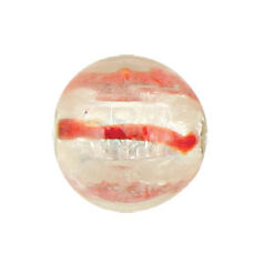 Bead, Japanese Sassoon Lampwork Glass, 20x18mm Round with Silverfoil and Red Striped Center (Hole Size 1.7mm)