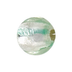 Bead, Japanese Sassoon Lampwork Glass, 20x18mm Round with Silverfoil and Light Green Striped Center (Hole Size 1.7mm)