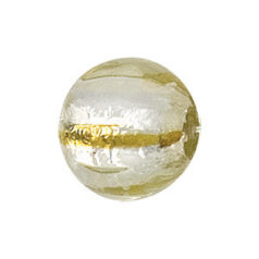 Bead, Japanese Sassoon Lampwork Glass, 20x18mm Round with Silverfoil and Topaz Striped Center (Hole Size 1.7mm)