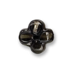 Bead, Japanese Sassoon Lampwork Glass, Smoke Topaz with Silverfoil, 16mm Four Leaf with Black Line (Hole Size 1.7mm)