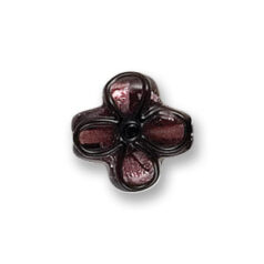Bead, Japanese Sassoon Lampwork Glass, Amethyst with Silverfoil, 16mm Four Leaf with Black Line (Hole Size 1.7mm)