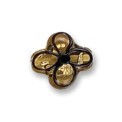 Bead, Japanese Sassoon Lampwork Glass, Topaz with Silverfoil, 16mm Four Leaf  with Black Line (Hole Size 1.7mm)