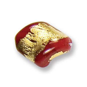 Bead, Japanese Sassoon Lampwork Glass with Goldfoil, 15x18mm Twist Shape - Opaque Red