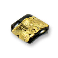 Bead, Japanese Sassoon Lampwork Glass with Goldfoil, 15x18mm Twist Shape - Jet