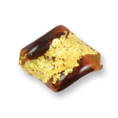 Bead, Japanese Sassoon Lampwork Glass with Goldfoil, 15x18mm Twist Shape - Dark Topaz