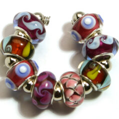 9x13mm Pandora style lampwork bead with silver plated core