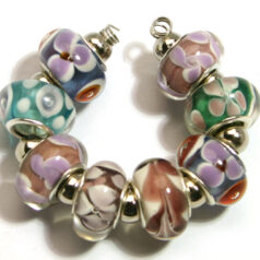 9x13mm Pandora style lampwork bead with silver plated core 