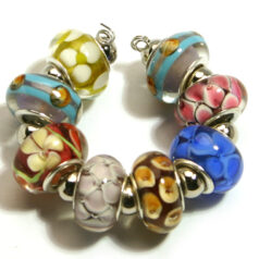 9x13mm Pandora style lampwork bead with silver plated core 