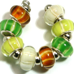 9x13mm Pandora style lampwork bead with silver plated core 