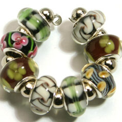 9x13mm Pandora style lampwork bead with silver plated core 