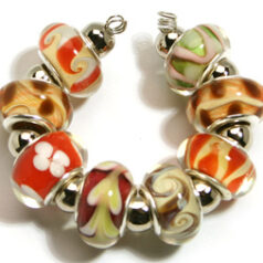 9x13mm Pandora style lampwork bead with silver plated core 