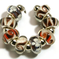 9x13mm Pandora style lampwork bead with silver plated core 