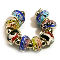 9x13mm Pandora style lampwork bead with silver plated core 