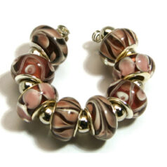 9x13mm Pandora style lampwork bead with silver plated core 