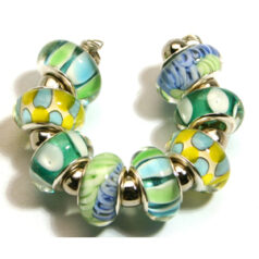 9x13mm Pandora style lampwork bead with silver plated core 