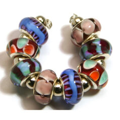 9x13mm Pandora style lampwork bead with silver plated core 
