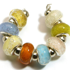 9x13mm Pandora style lampwork bead with silver plated core 