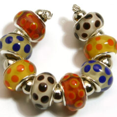 9x13mm Pandora style lampwork bead with silver plated core 