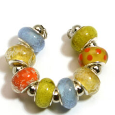 9x13mm Pandora style lampwork bead with silver plated core 