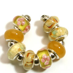9x13mm Pandora style lampwork bead with silver plated core 