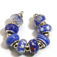 9x13mm Pandora style lampwork bead with silver plated core 