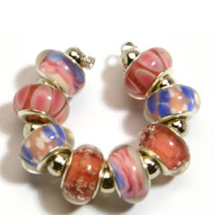 9x13mm Pandora style lampwork bead with silver plated core 