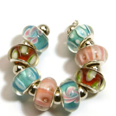 9x13mm Pandora style lampwork bead with silver plated core 