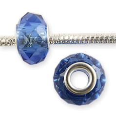 14x8mm Pandora style beads -  Large Hole,  Crystal Faceted Rondelle Bead, SAPPHIRE