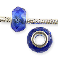 14x8mm Pandora style beads - Large Hole,  Crystal Faceted Rondelle Bead, COBALT BLUE