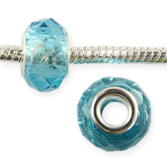 14x8mm Pandora style beads - Large Hole,  Crystal Faceted Rondelle Bead, AQUAMARINE