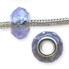 14x8mm Pandora style beads - Large Hole,  Crystal Faceted Rondelle Bead, LIGHT PURPLE