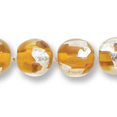 Bead, Japanese Sassoon Lampwork Glass, 10mm Round with Silverfoil chips - Transparent Topaz (Hole Size 1.7mm)