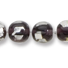 Bead, Japanese Sassoon Lampwork Glass, 10mm Round with Silverfoil chips - Dark Amethyst (Hole Size 1.7mm)