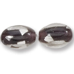 Bead, Japanese Sassoon Lampwork Glass, 14x10mm Oval with Silverfoil chips - Dark Amethyst (Hole Size 1.7mm)