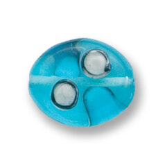 Bead, Japanese Sassoon Lampwork Glass, 19x16mm Flat Oval - Sapphire with White Dots (Hole Size 1.7mm)