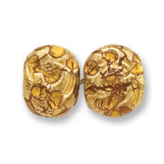 Bead, Japanese Sassoon Lampwork Glass, 16x12mm Topaz Color Flat Oval bead with Goldfoil Drizzle (Hole Size 1.7mm)