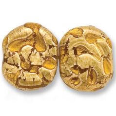 Bead, Japanese Sassoon Lampwork Glass, 20x16mm Topaz Color Flat Oval bead with Goldfoil Drizzle (Hole Size 1.7mm)