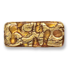 Bead, Japanese Sassoon Lampwork Glass, 35x16mm Topaz Color Flat Rectangle bead with Goldfoil Drizzle (Hole Size 1.7mm)
