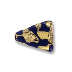 Bead, Japanese Sassoon Lampwork Glass, 20x13mm Cobalt Color Flat Triangle bead with Goldfoil Drizzle (Hole Size 1.7mm)