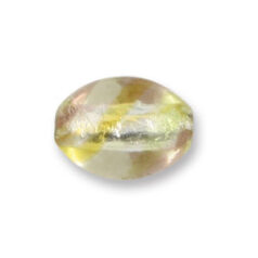 Bead, Japanese Sassoon Lampwork Glass, 21x16mm Oval bead with Silverfoil and Colorswirl - Pink/Yellow (Hole Size 1.7mm)