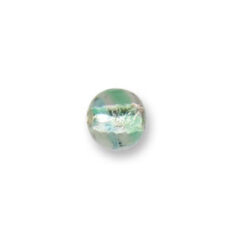 Bead, Japanese Sassoon Lampwork Glass, 10mm Round bead with Silverfoil and Colorswirl - Aqua/Green (Hole Size 1.7mm)